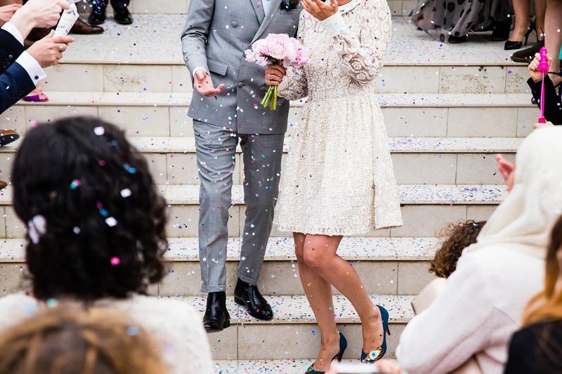 Wedding guest in stylish attire